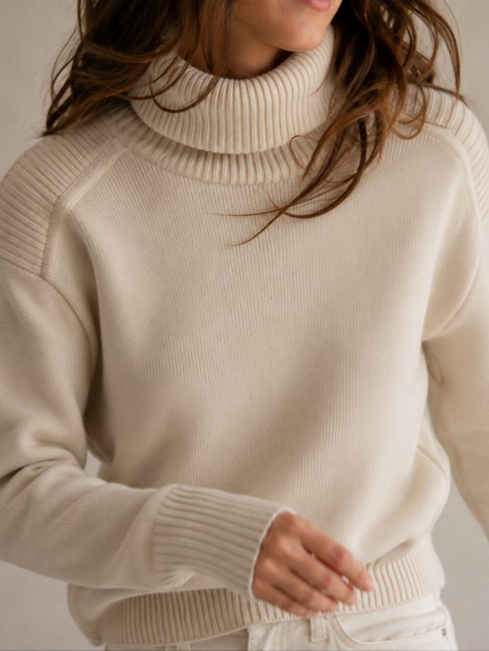Obermeyer Cream Cowl Neck Sweater